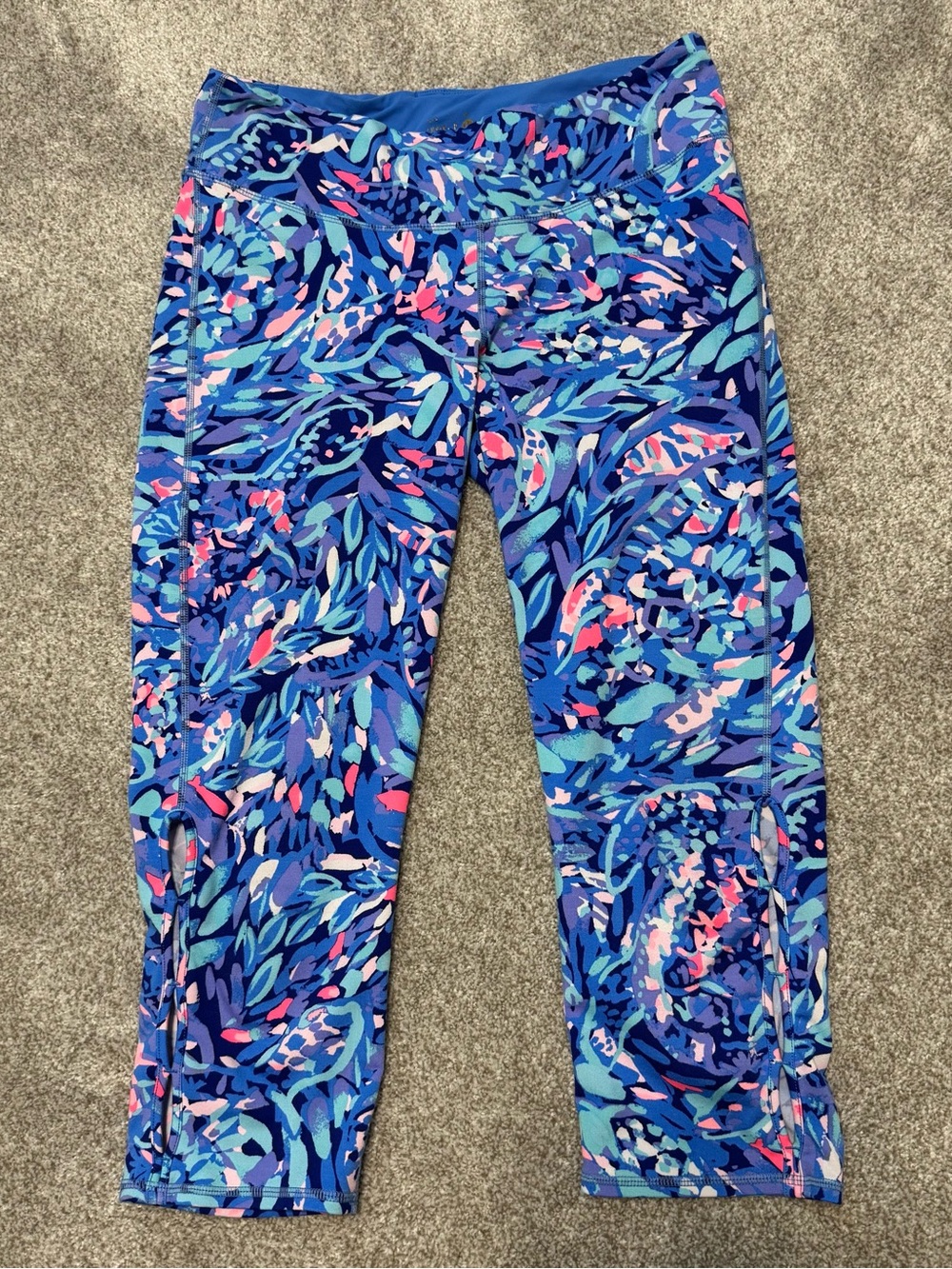 Lilly Pulitzer Crop Leggings Royal Purple Party Wave Size Large